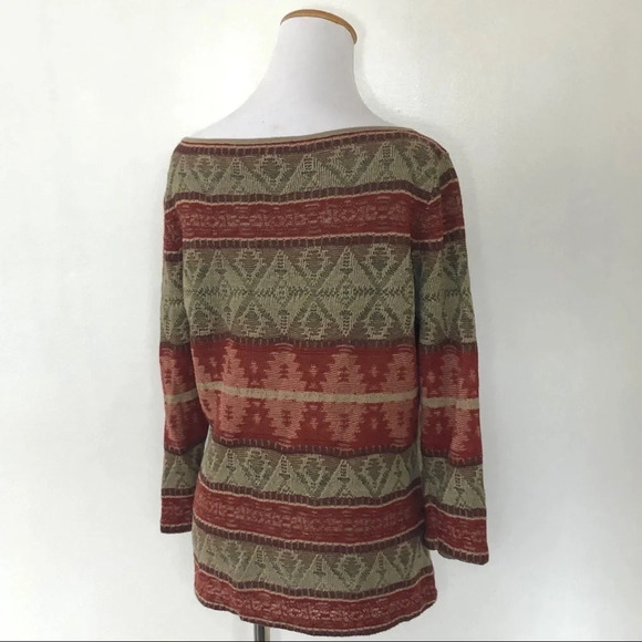 Lauren Ralph Lauren Linen Aztec Sweater Large - Picture 4 of 5